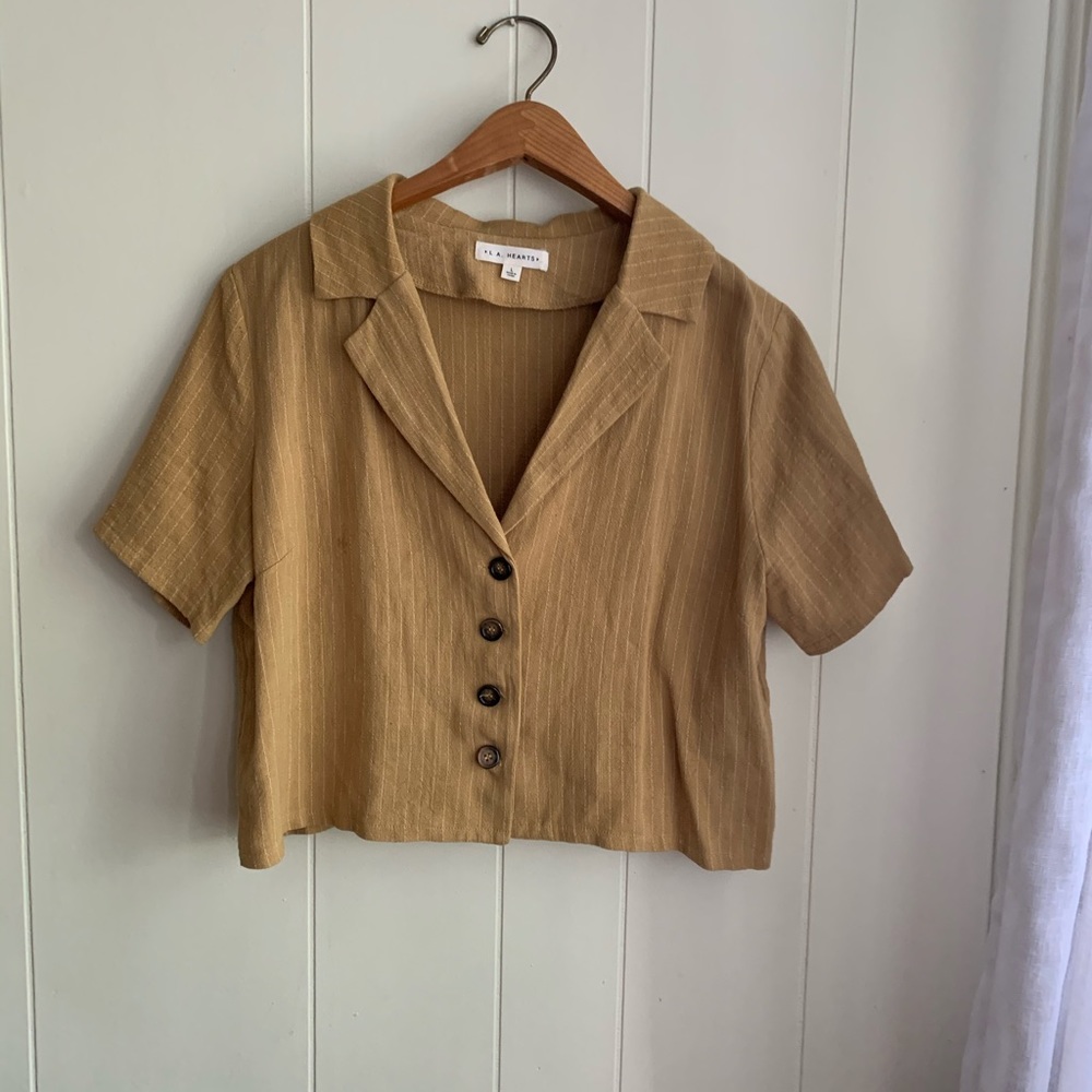 Mustard Button Up Crop Top